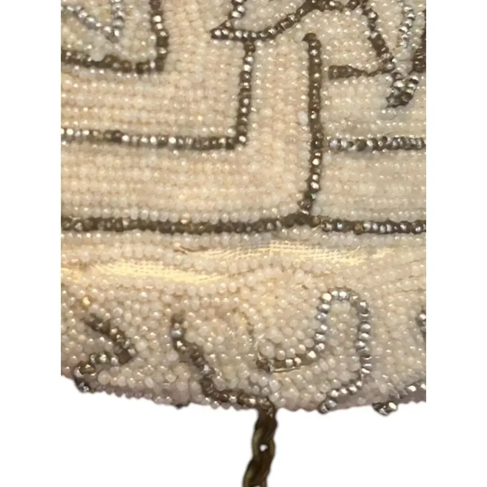 Art Deco Micro Beaded Evening Bag Beadwork Floral Geometric Flapper Purse